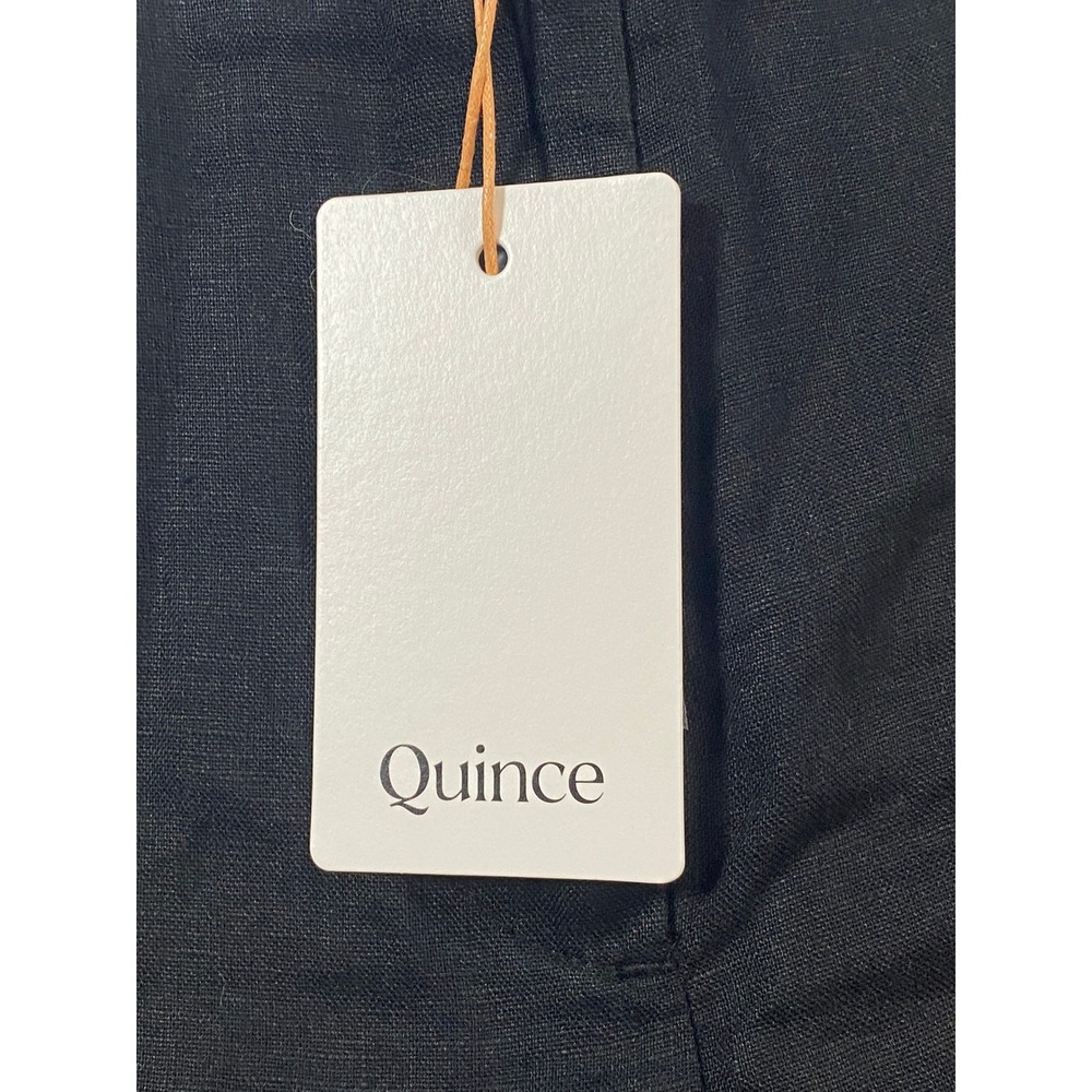 Quince Black 100% Linen High Waisted Shorts Womens Size 6 NWT Elastic Back - Picture 3 of 10